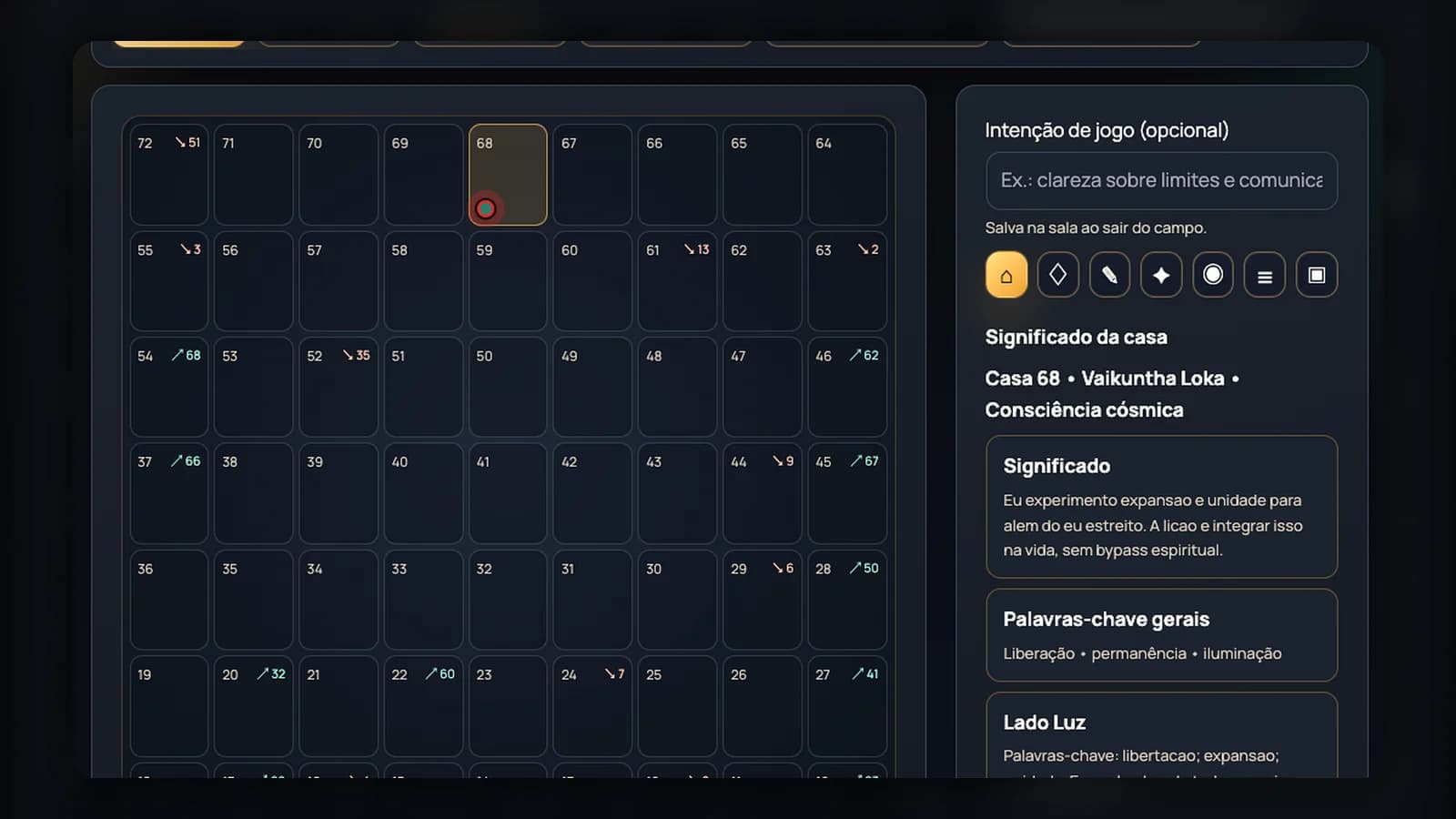 Interface do produto Maha Lilah Online